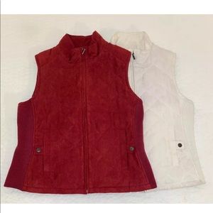 Croft & Barrow Quilted Red & White Microsuede S